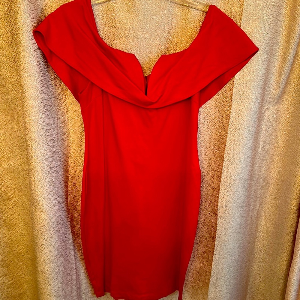 Red off the shoulder dress
